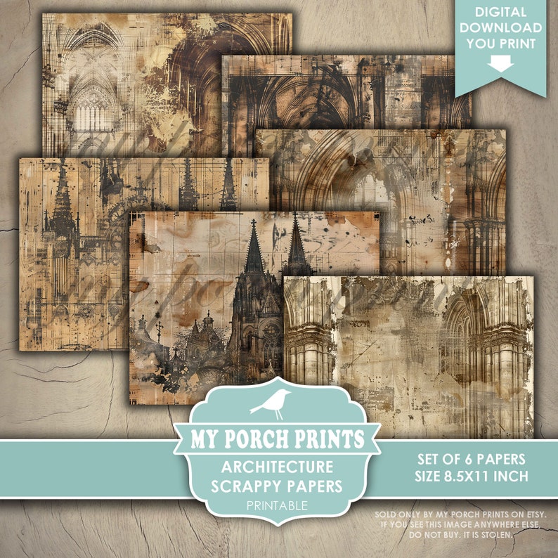 Architecture Scrappy Papers, Junk Journal, Masculine, Vintage, Grunge ...