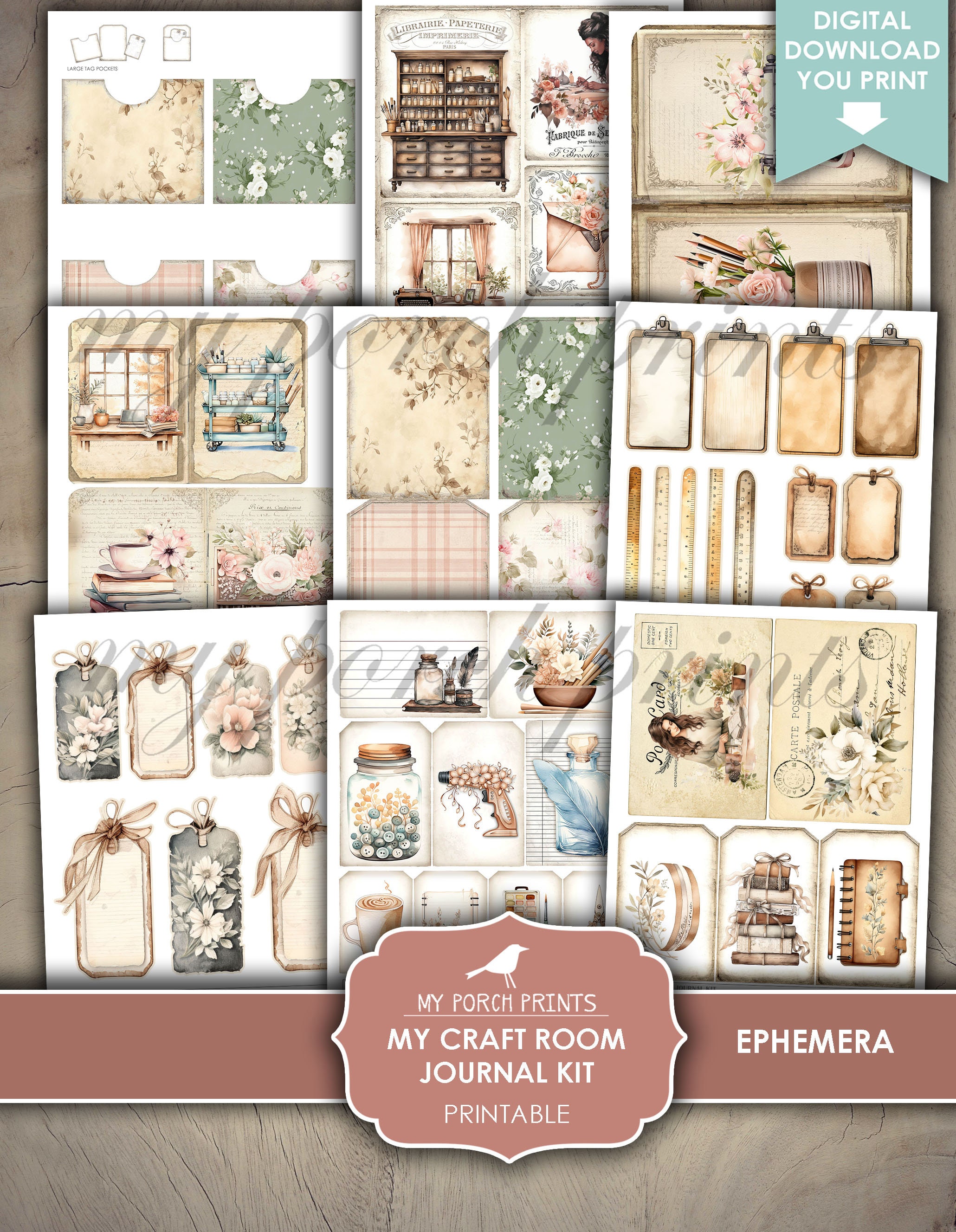 My Craft Room Junk Journal Kit, Home Office, Supplies, Art, Sewing ...