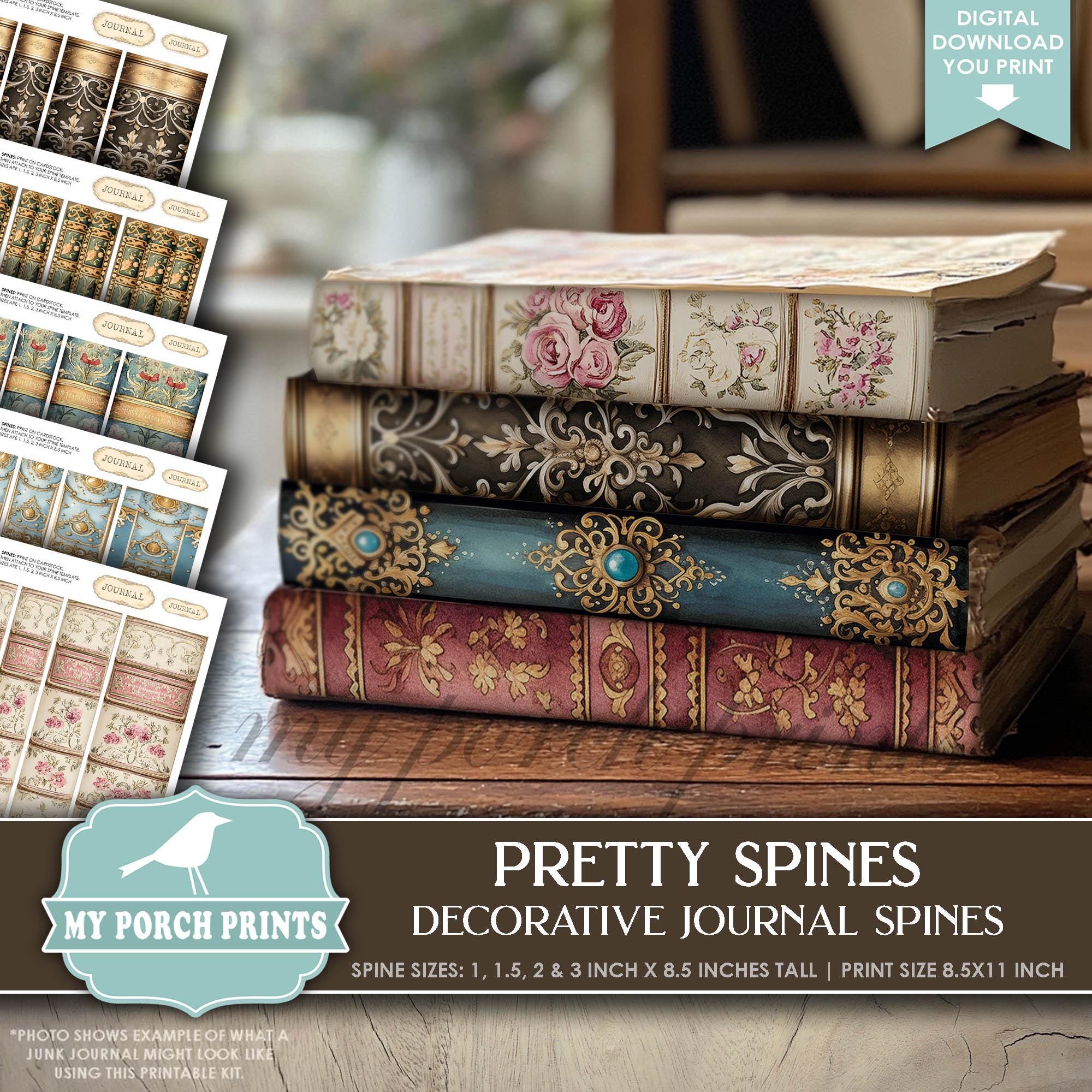 Pretty Spines for a Junk Journal, Book, Spine, Cover, Decorative, Victorian, My Porch Prints, Printable, Digital Download