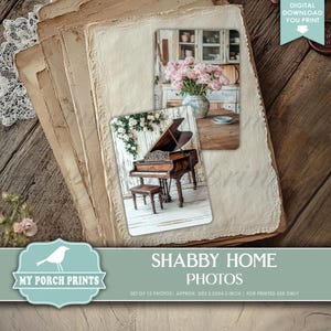 Shabby Home Photos Junk Journal, Photograph, Scrapbooking, Cottage, Pink Blue, No Frames, Pretty, My Porch Prints Printable Digital Download
