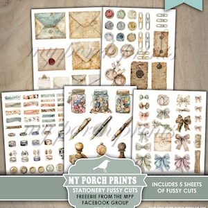 Stationery Fussy Cuts, Junk Journal, Ephemera, Fan Favorite Freebie, My