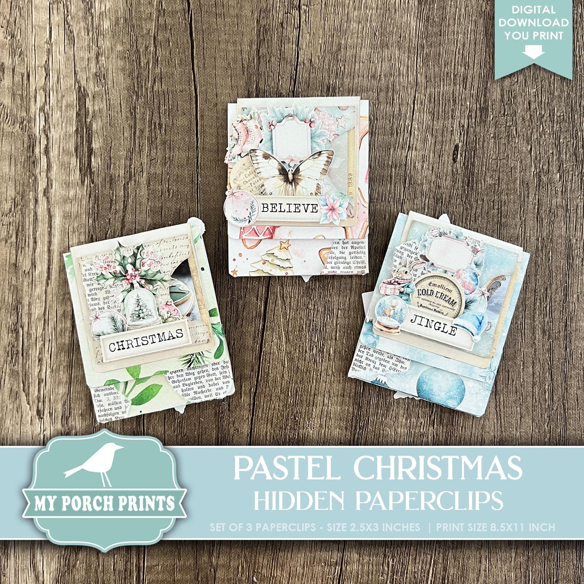 Pastel Christmas Hidden Paperclips, Set of 3, Junk Journal, Paper Clips ...