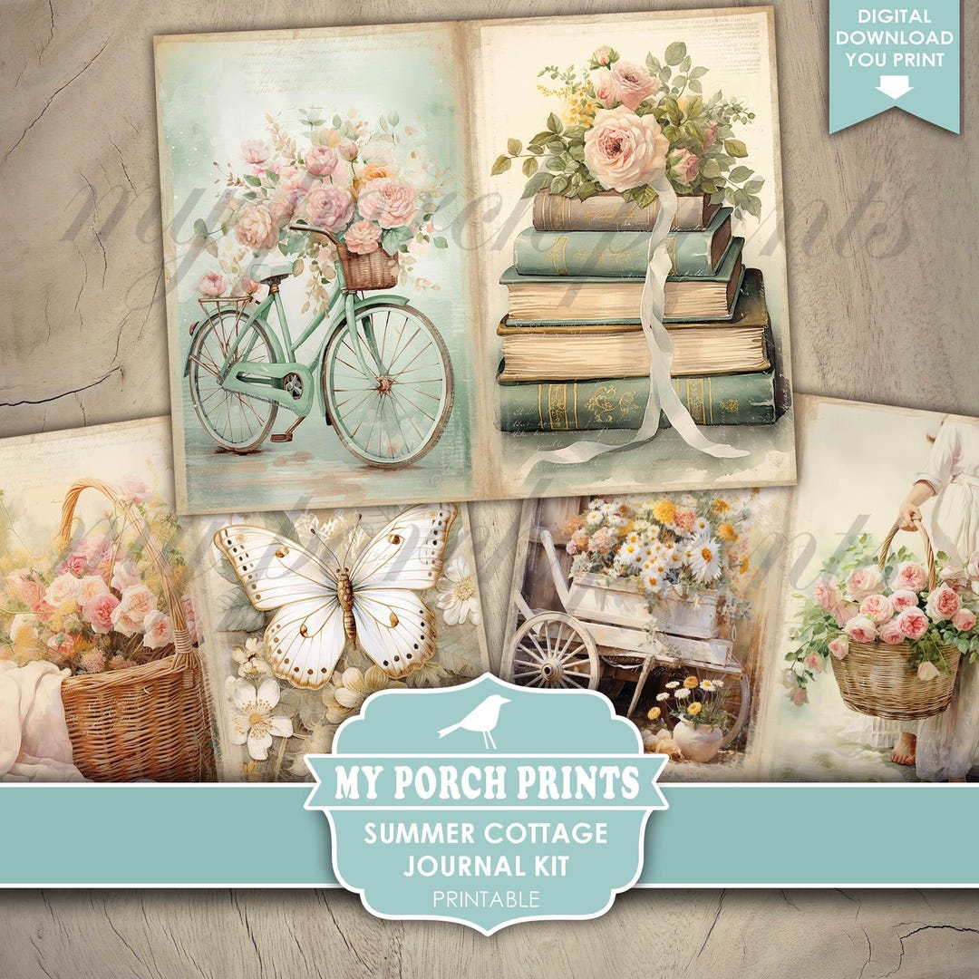 Summer Cottage Junk Journal Kit, Vintage, Floral, Spring, Pastel ...