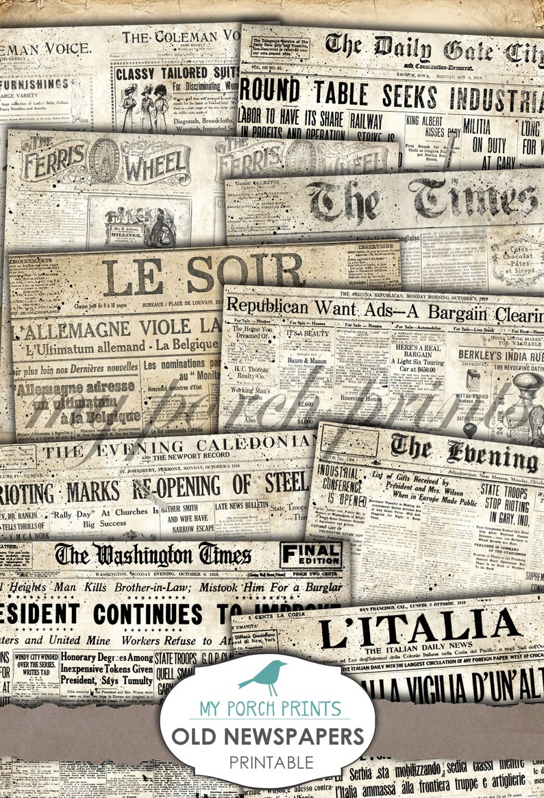 Old Newspapers Printable Paper Newsprint Junk Journal | Etsy