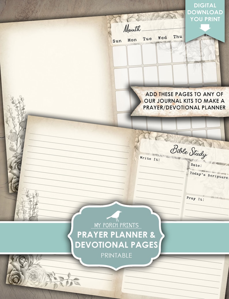 Prayer Journal Devotional Planner Pages Junk Journal Etsy
