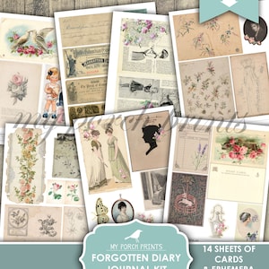 Junk Journal, Kit, Forgotten, Diary, Victorian, Woman, Shabby, Jane Austen, Ephemera, My Porch Prints, Attic, Digital Download, Printable image 6