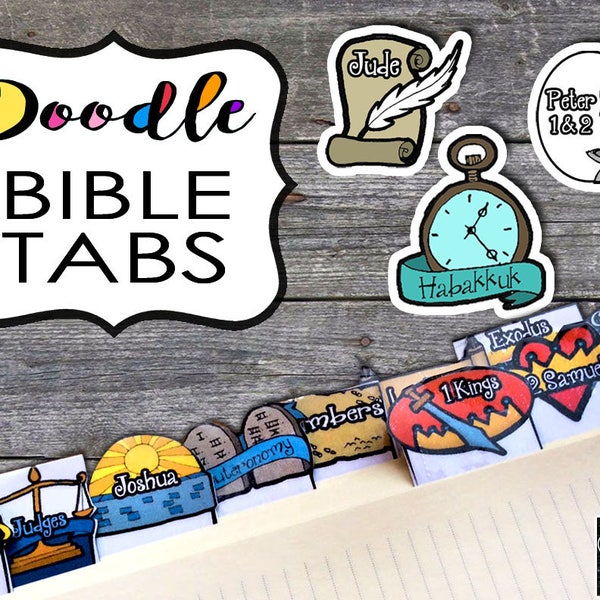 Doodle, Bible Tabs, bible journaling tabs, bible tabs for kids, Easter basket stuffers, printable, sticker, whimsical, bible journaling, fun