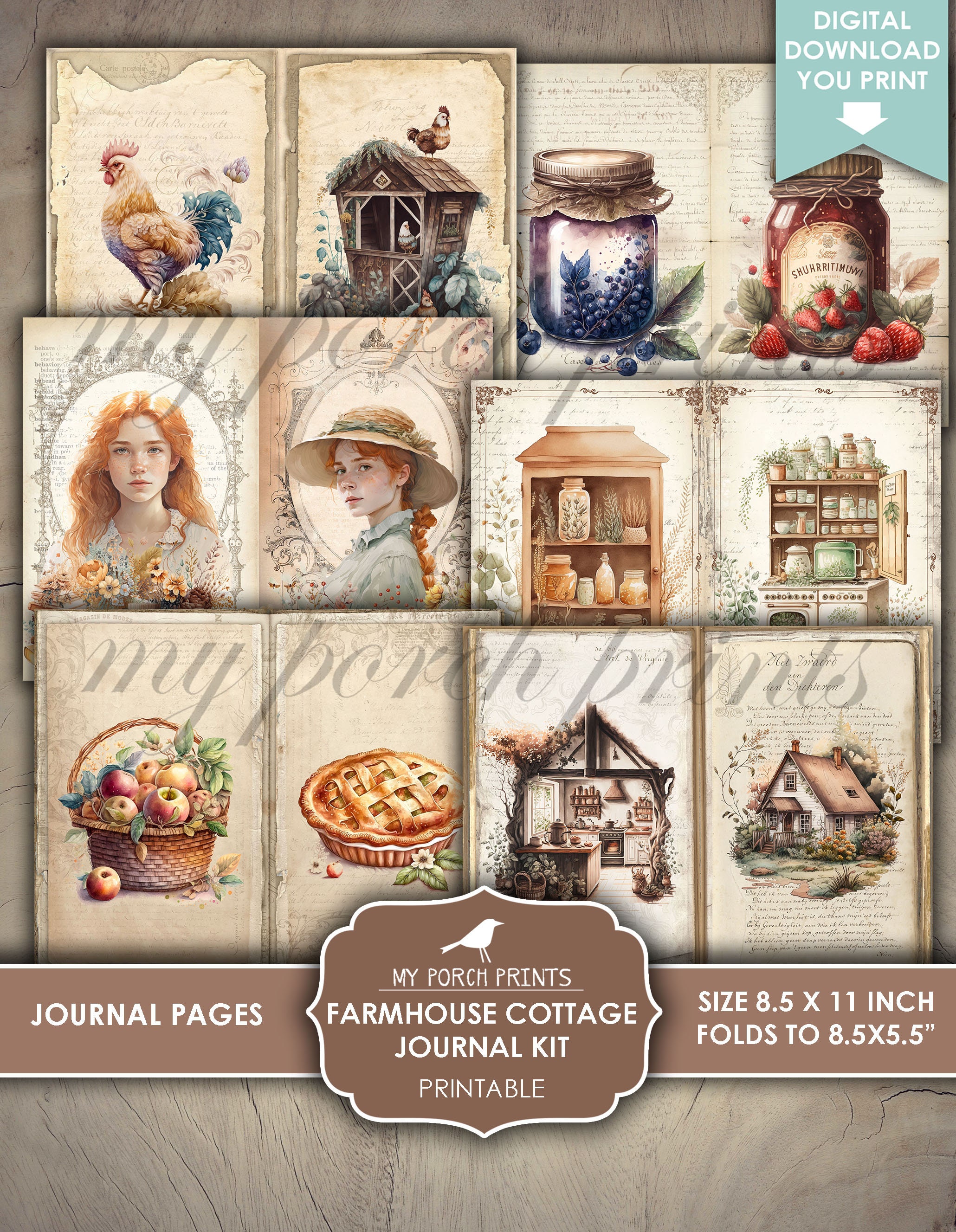 Junk Journal, Farmhouse Cottage, Kit, Farm, Cottagecore, Animals ...