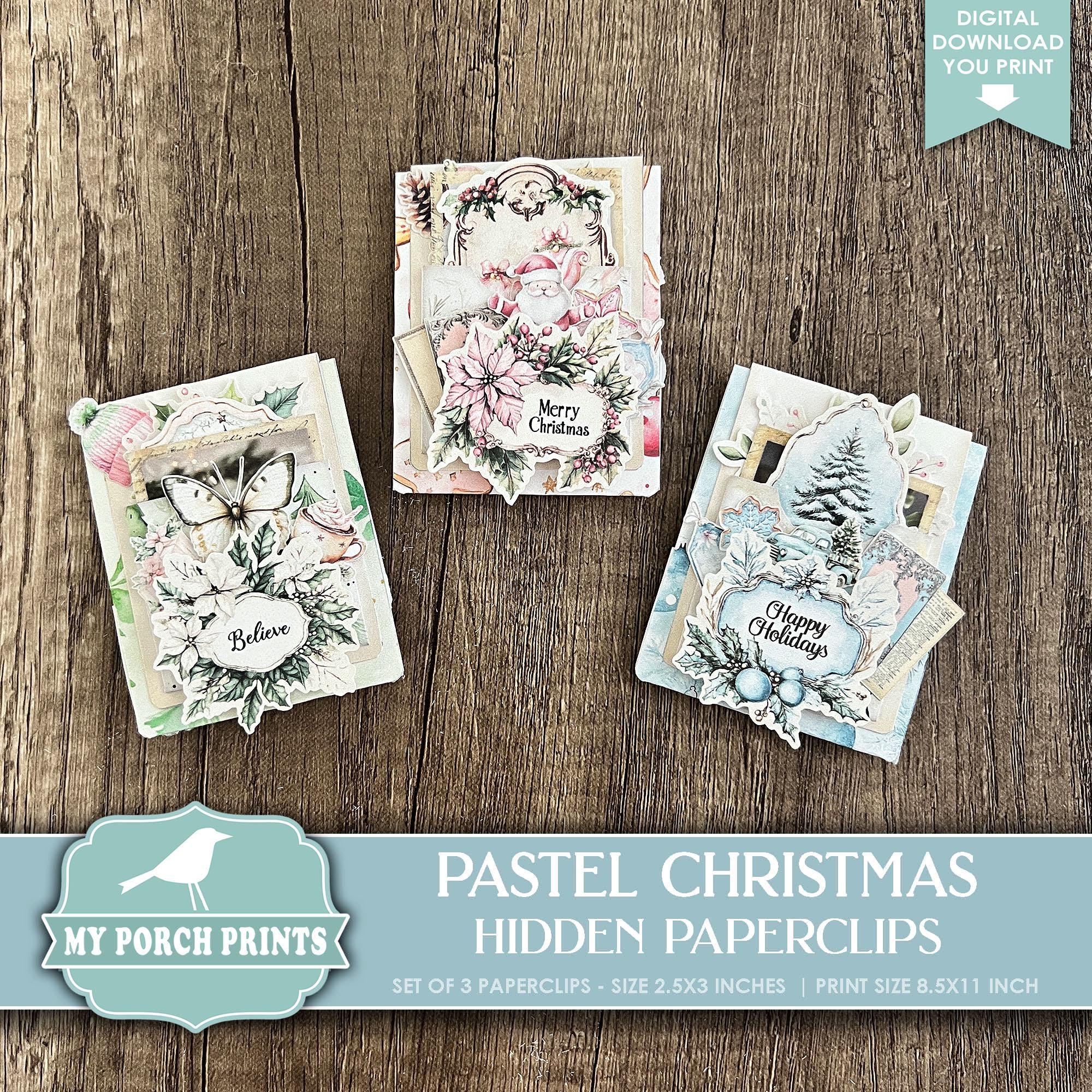 Pastel Christmas Hidden Paperclips, Set of 3, Junk Journal, Paper Clips ...