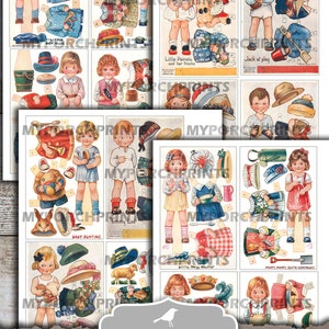 Puede incluir: Postales de papel de mu&ntilde;ecas imprimibles con ocho ilustraciones vintage diferentes de ni&ntilde;os. Cada postal mide aproximadamente 3x5 pulgadas e incluye una variedad de ropa y accesorios para cortar y vestir las mu&ntilde;ecas. Las postales se imprimen en papel de 8,5x11 pulgadas.