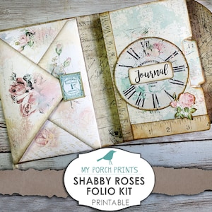 Junk Journal Kit, Shabby Rose Folio, Ephemera, My Porch Prints, Buch, Mini, Printable Paper, Junk Journal, Digital Kit, Vintage, Download
