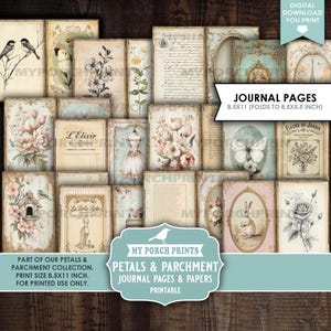 Petals and Parchment Junk Journal PAGES & PAPERS, Vintage, Spring ...
