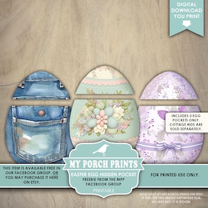 Regalo de bolsillo oculto de huevo de Pascua, diario basura, secreto, cesta, grupo de Facebook, regalo, primavera, mis impresiones de porche, descarga digital, imprimible