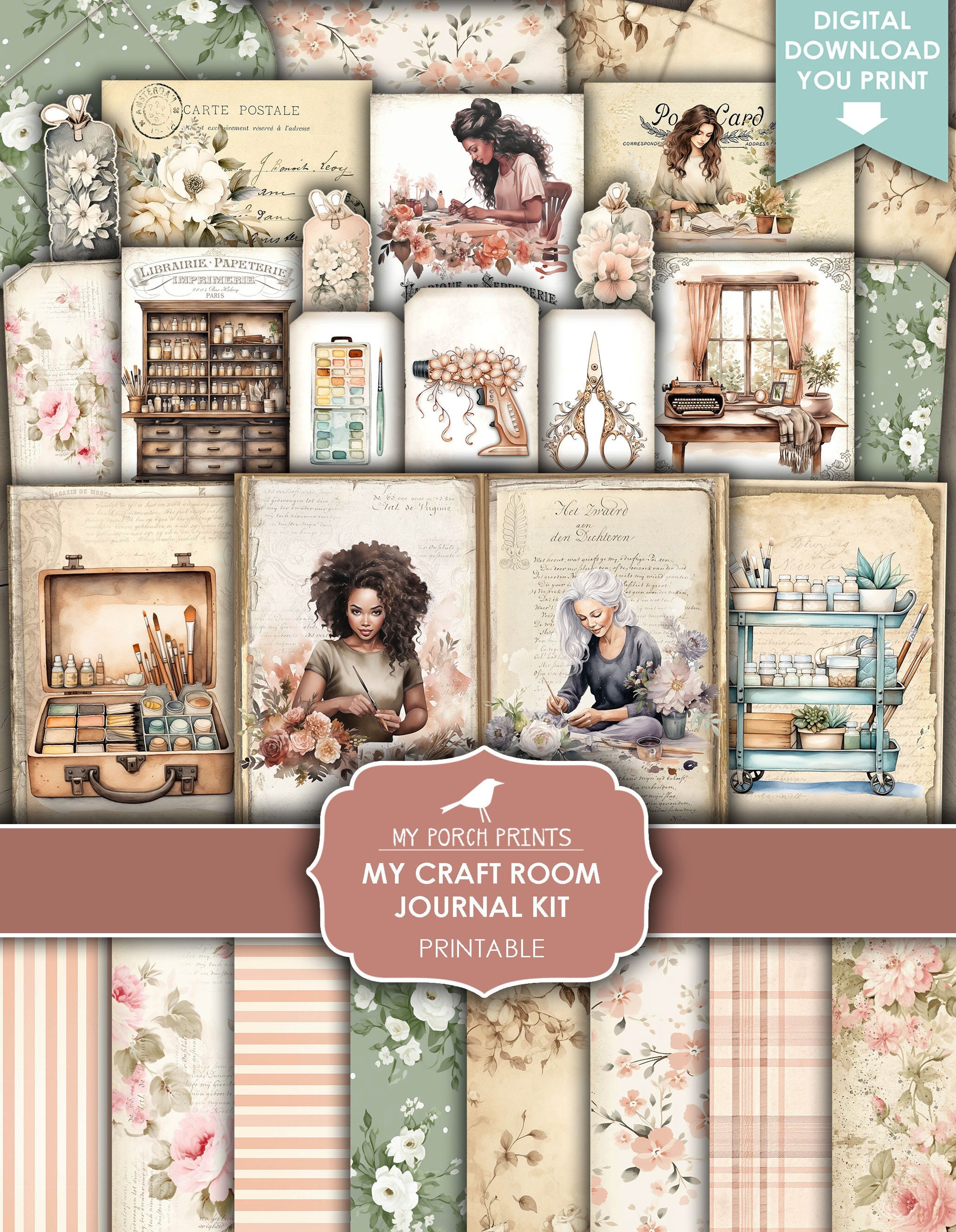 My Craft Room Junk Journal Kit, Home Office, Supplies, Art, Sewing ...