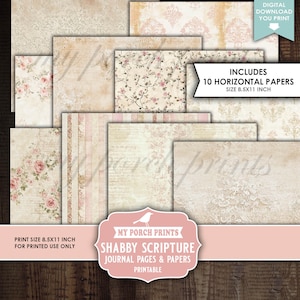 Shabby Scripture Junk Journal PAGES & PAPERS, Faith Bible Verses Prayer Roses Devotional Pink My Porch Prints, Printable, Digital Download bild 5