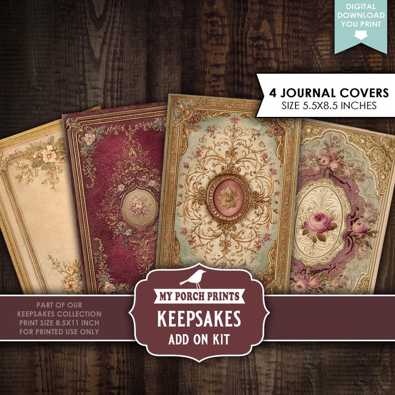 Keepsakes Junk Journal ADD-ON KIT, Ephemera, Burgundy, Vintage, Sepia ...