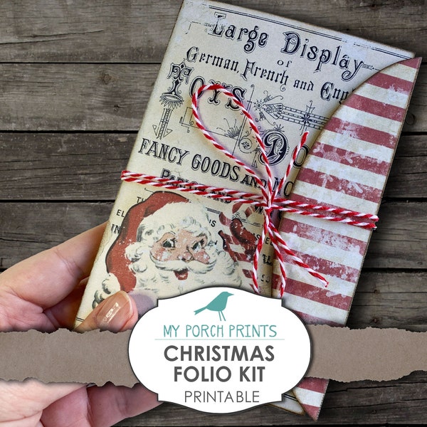 Christmas Folio, Junk Journal Kit, Ephemera, My Porch Prints, Book, Mini, Printable Paper, Junk Journal, Digital Kit, Vintage, Download
