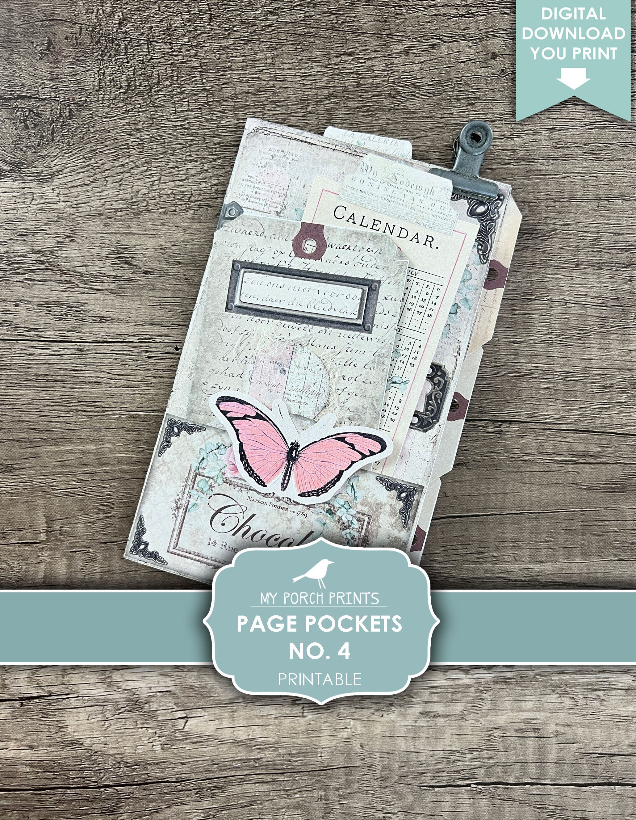 Page Pockets No. 4 Junk Journal Folio Kit, Folder, Shabby, Butterfly ...