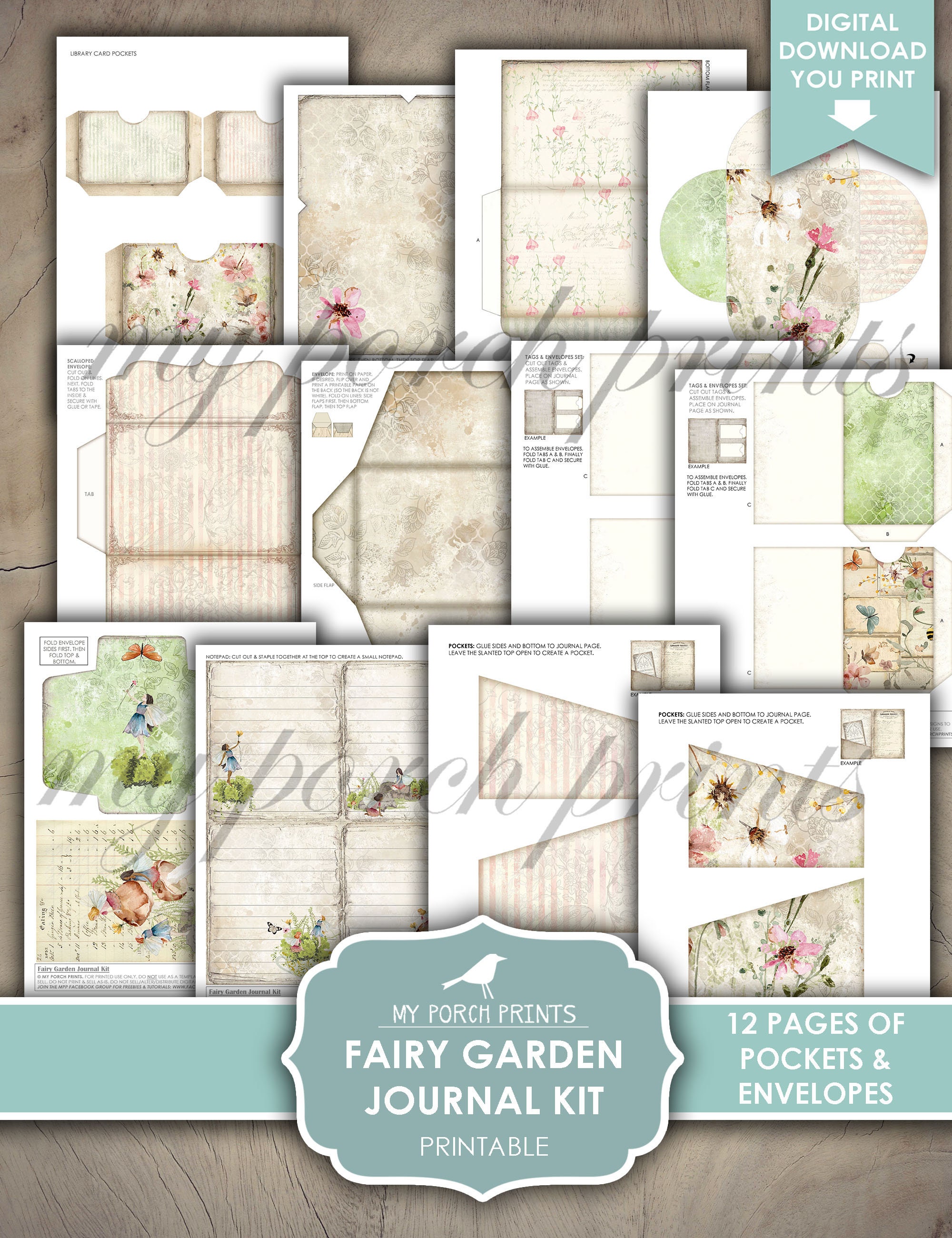 Fairy Garden Junk Journal Kit, Fairies Forest Door Cottagecore Magic ...