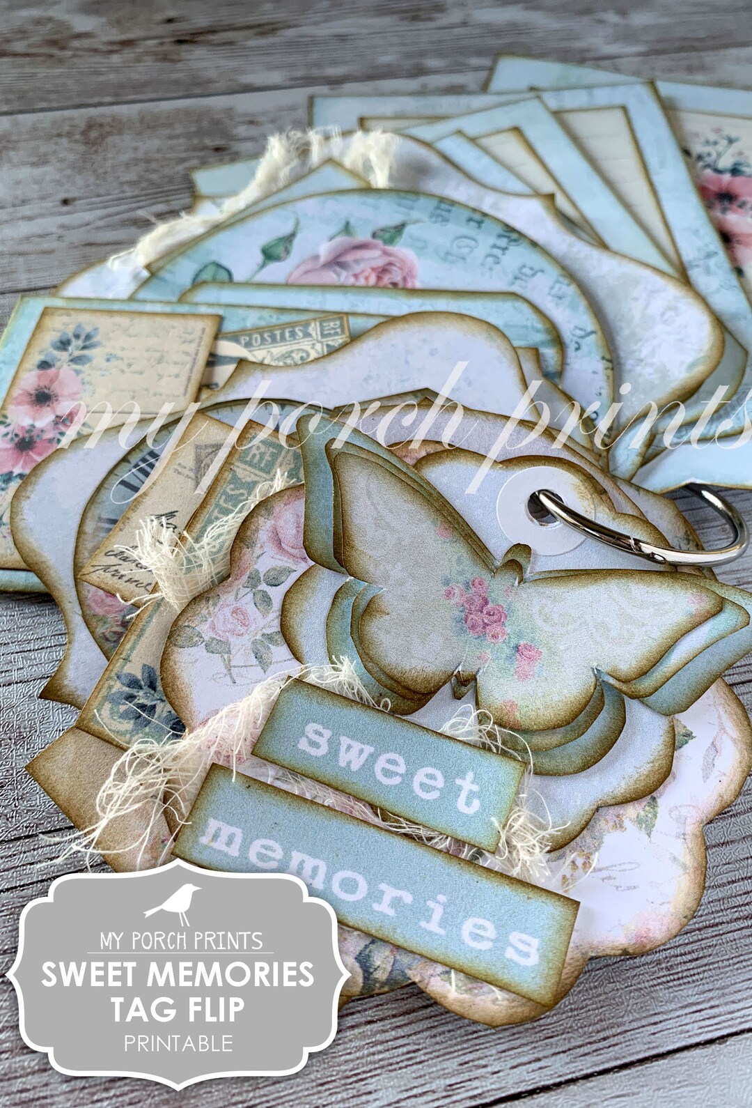 Sweet Memories, Tag Flip, Junk Journal, My Porch Prints, Tag, Ephemera ...