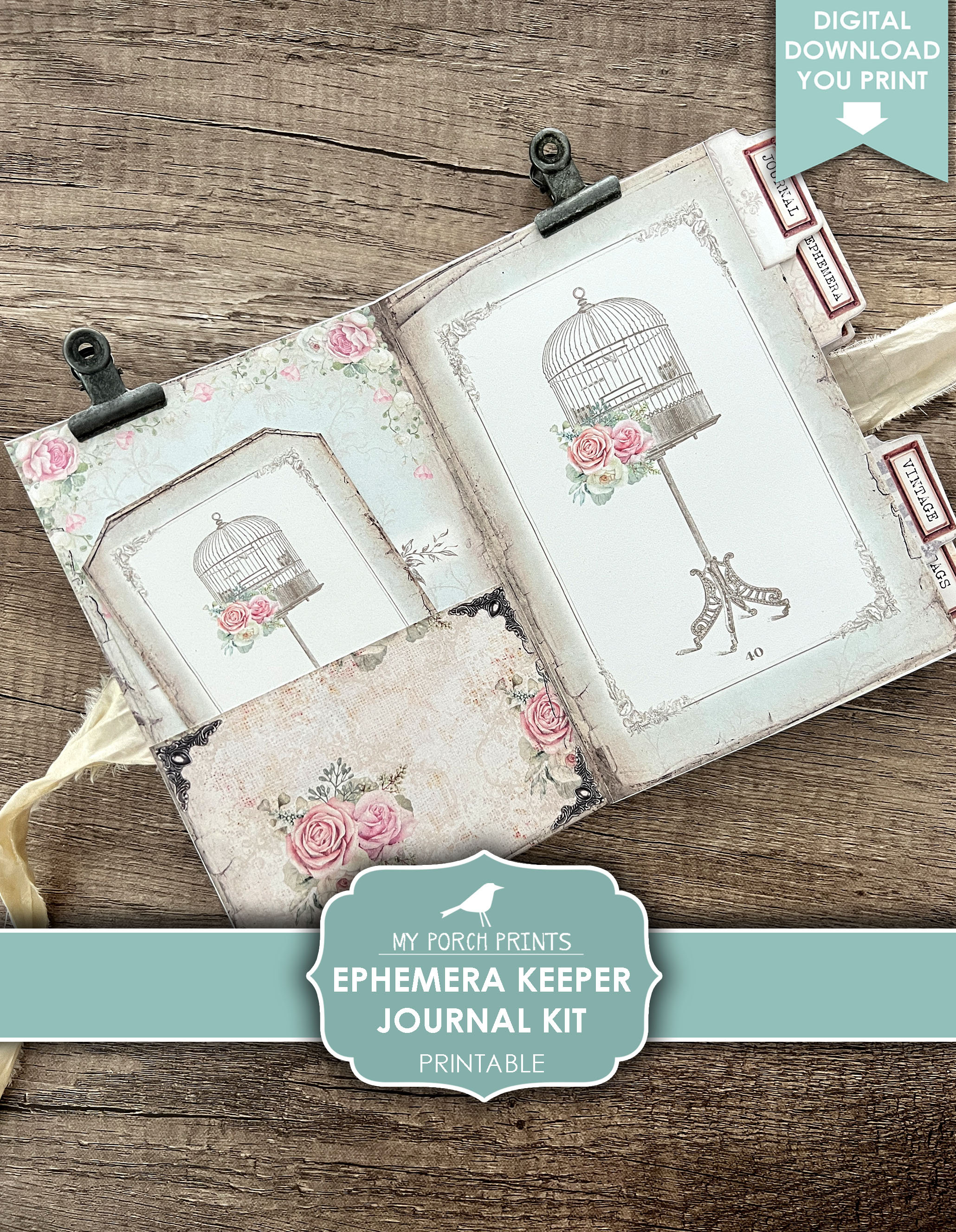 Junk Journal Ephemera Keeper Journal Kit Storage Book