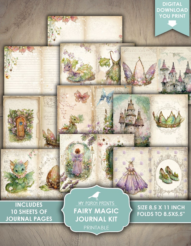 Fairy Magic Junk Journal Kit, Fairytale Fairies Woodland Castles ...