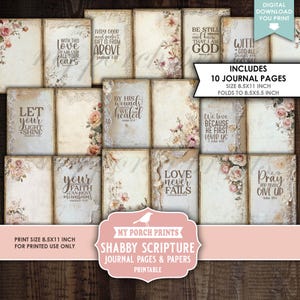 Shabby Scripture Junk Journal PAGES & PAPERS, Faith Bible Verses Prayer Roses Devotional Pink My Porch Prints, Printable, Digital Download bild 3