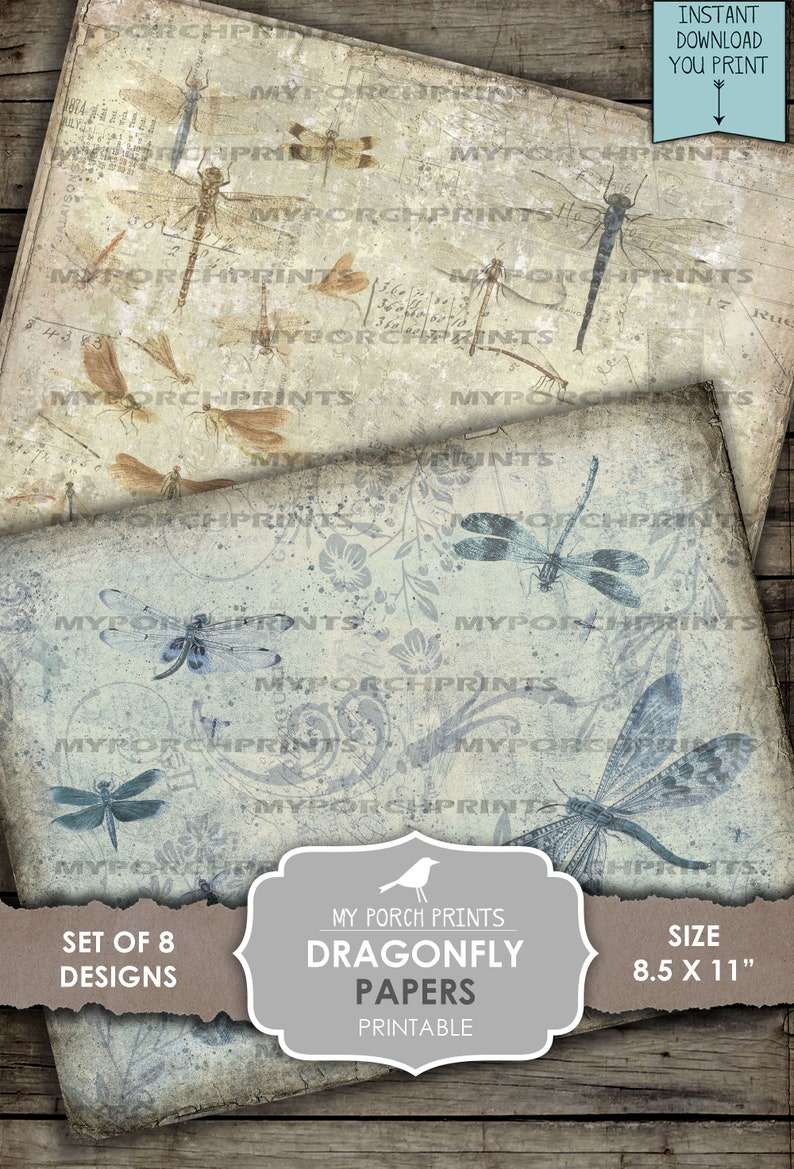Dragonfly, Printable, Paper, Junk Journal, Kit, Download, Dragonflies ...