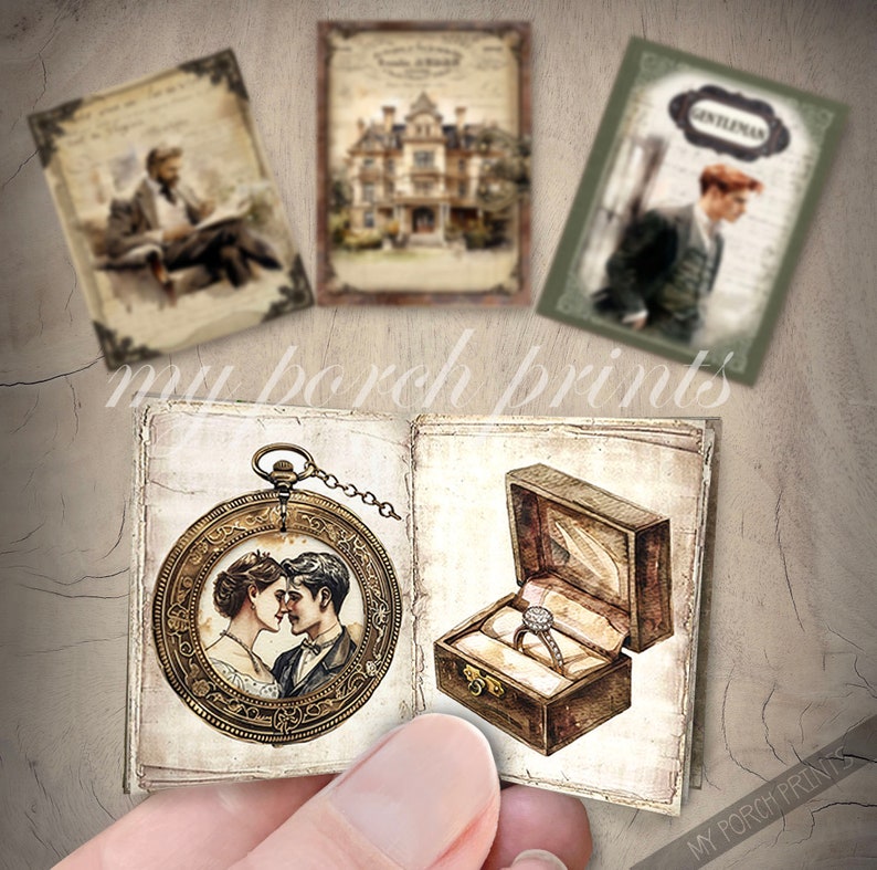 His Lordship's Manor Mini Books, Junk Journal, Miniature, Masculine, Victorian, Vintage, Book, My Porch Prints, Printable, Digital Download immagine 3