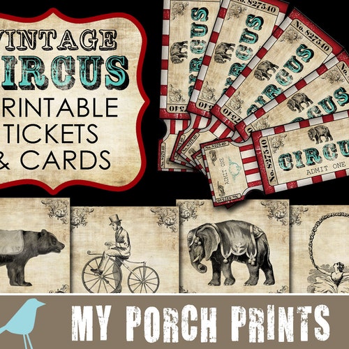 vintage circus tickets junk journal circus birthday party etsy