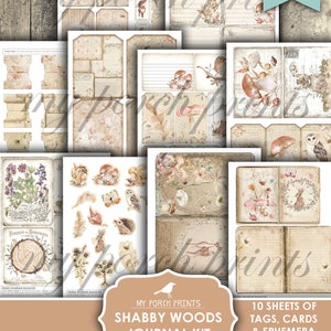 Junk Journal Kit, Shabby, Woods, Boho, Woodland, Forest, Animals, Baby ...