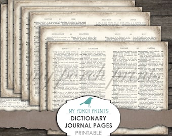 Junk Journal, Dictionary Definition Journal Pages, Printable Paper, Book Page, Ephemera, My Porch Prints, Neutral, Vintage, Digital Download