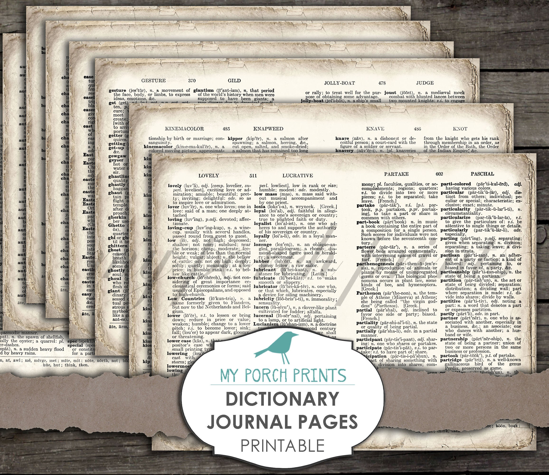 Junk Journal Dictionary Definition Journal Pages Printable Etsy Australia