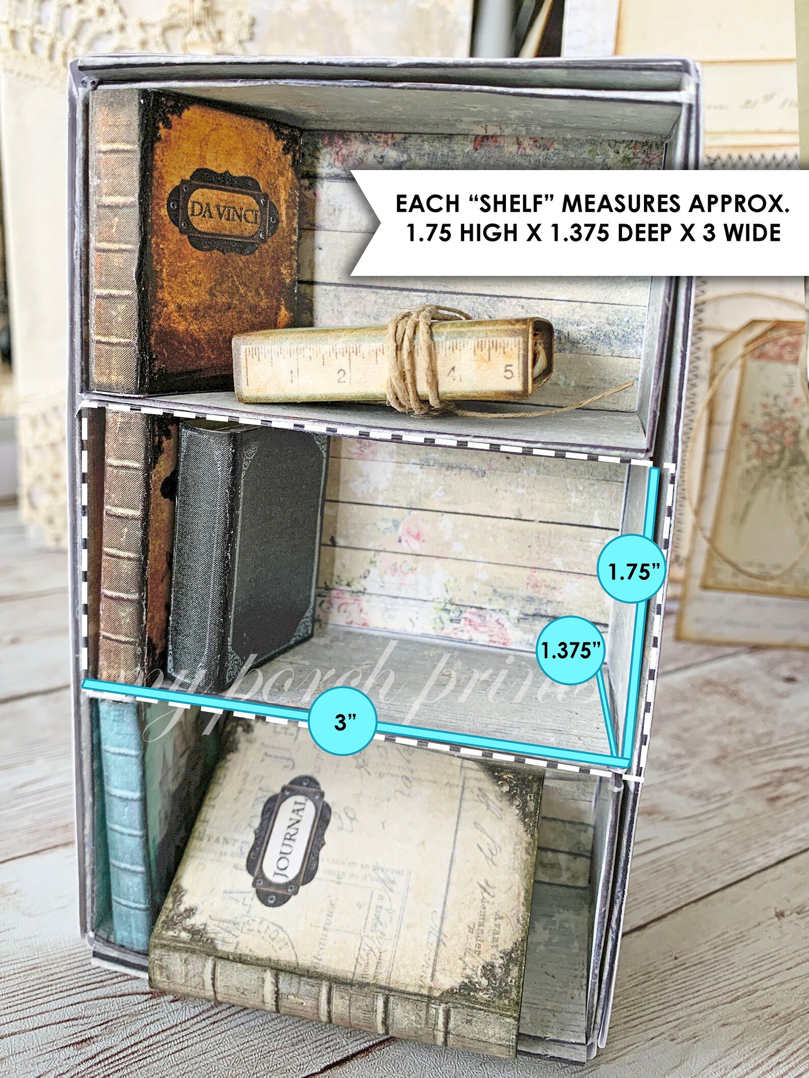 Bookshelf for Mini Books, Junk Journal Embellishment, Bookcase, Book ...