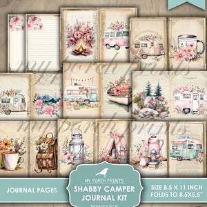 Junk Journal, Shabby, Camper, Kit, Camping, RV, Vacation, Tent, Road ...