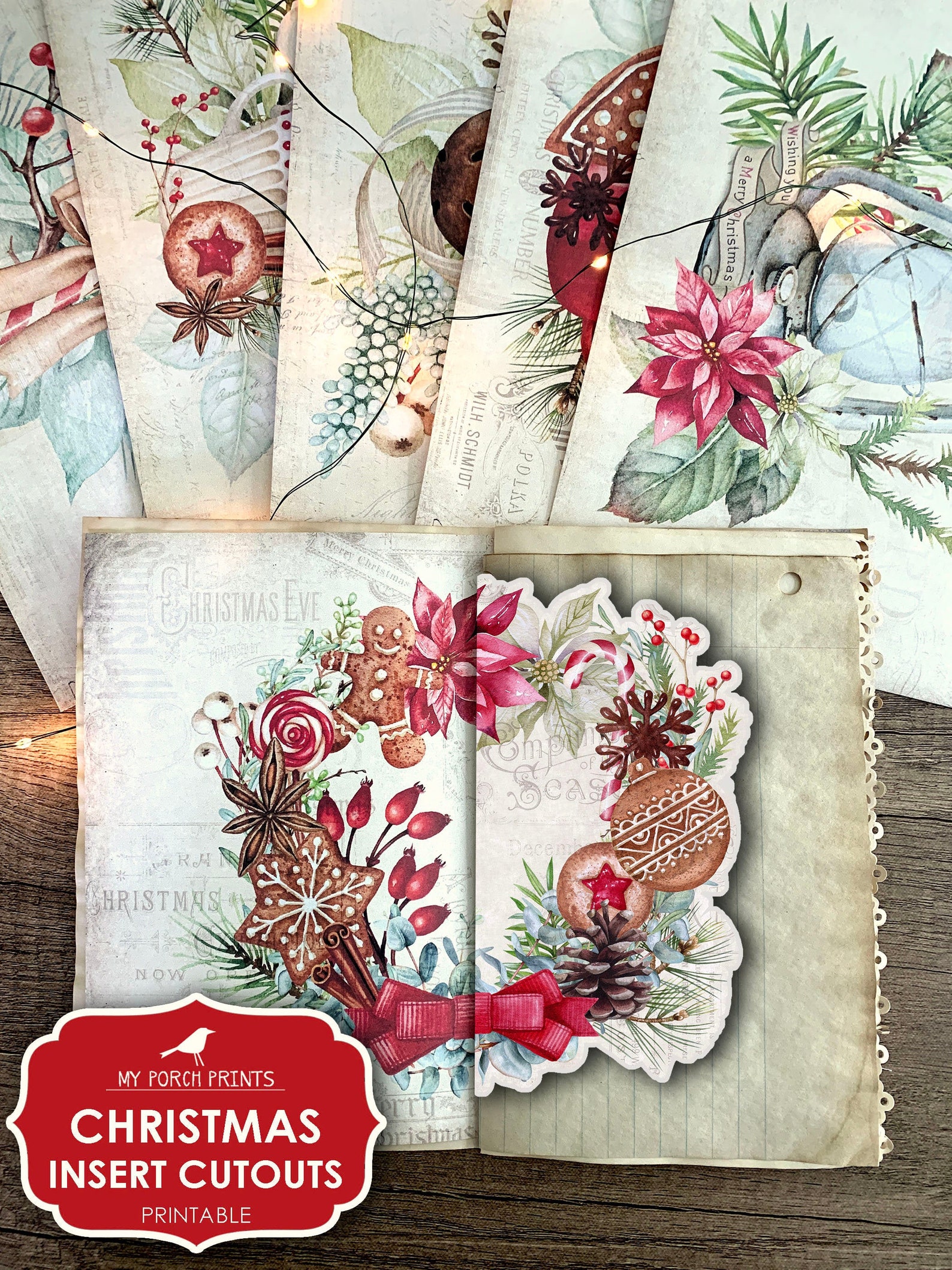 Junk Journal, Christmas Insert Cutouts, Junk Journal Kit, Yummy, Red ...