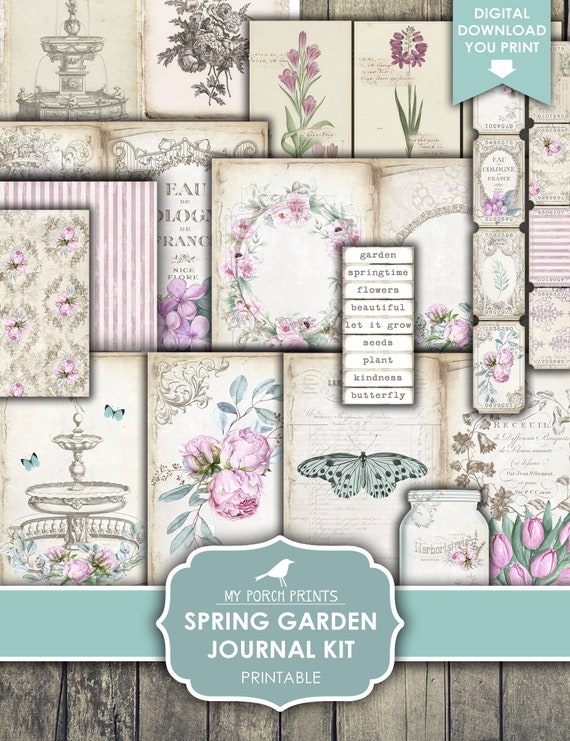 Junk Journal Kit Spring Garden Peonies Cottage Purple - Etsy