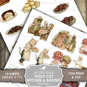 Junk Journal Ephemera, Fussy Cut, Recipe Junk Journal, Baking, Kitchen, Cooking, Tea, Retro, Printable, My Porch Prints, Digital Download image 6