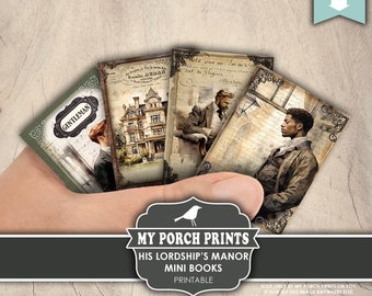 His Lordship's Manor Mini Books, Junk Journal, Miniature, Masculine, Victorian, Vintage, Book, My Porch Prints, Printable, Digital Download