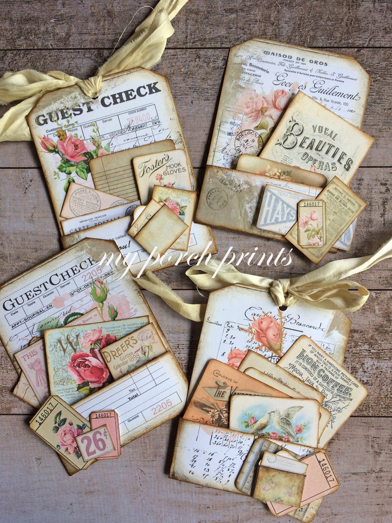 Shabby Receipt, Pocket Tags, Loaded Envelope, Junk Journal Kit ...