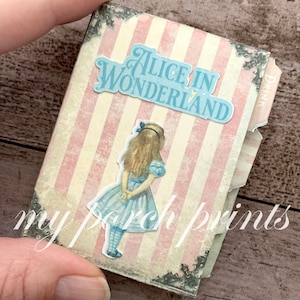 Alice in Wonderland Pocket Sized Junk Journal Kit, Shabby No-Sew Printable Vintage Mini Book Size Printable My Porch Prints Digital Download