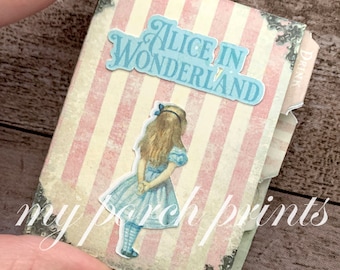 Alice in Wonderland, Junk Journal, Shabby, Pocket Sized, Printable, Vintage, Mini Book, Kit, My Porch Prints, Digital, Digi Kit, Download