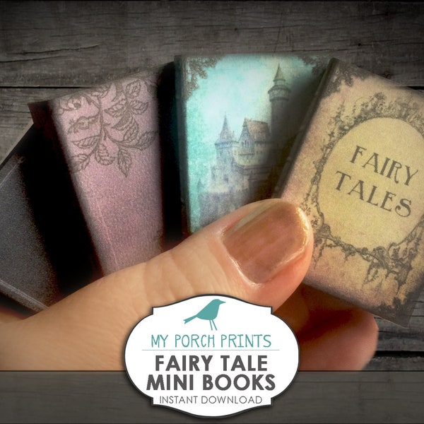 Fairy Tale, Mini Books, Vintage, Junk Journal, potion, printable, charm, unicorn, magic, necklace, miniature, embellishment, ephemera, book