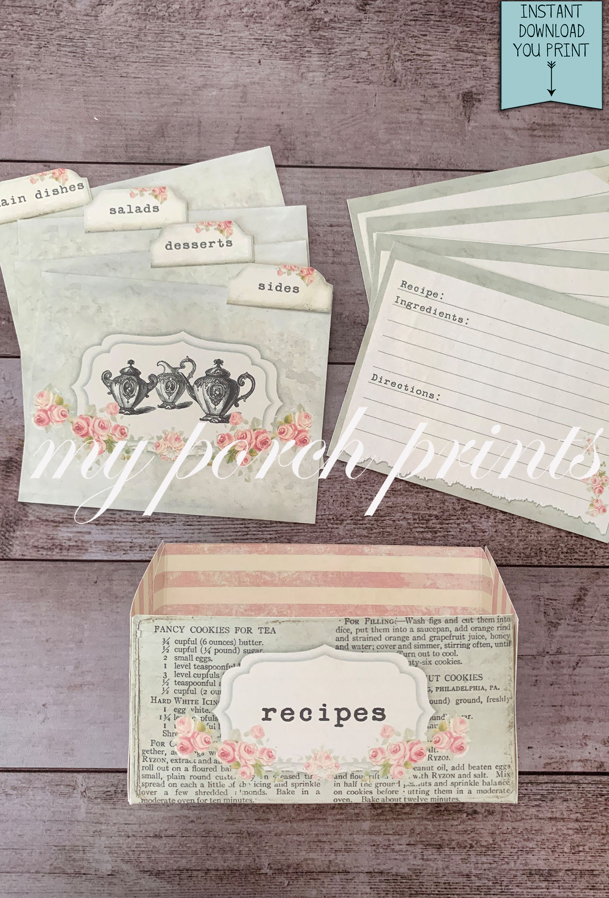 Recipe, Box, Shabby Chic, Junk Journal, Pastel, Storage, My Porch ...