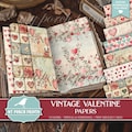 Valentine Vintage Papers, Junk Journal, Red Pink Blue, Scrapbook, Hearts, Valentine's Day, My Porch Prints Printable, Digital Download