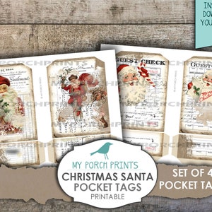 Christmas Santa Shabby Receipt Pocket Tags, Loaded Envelope, Junk ...