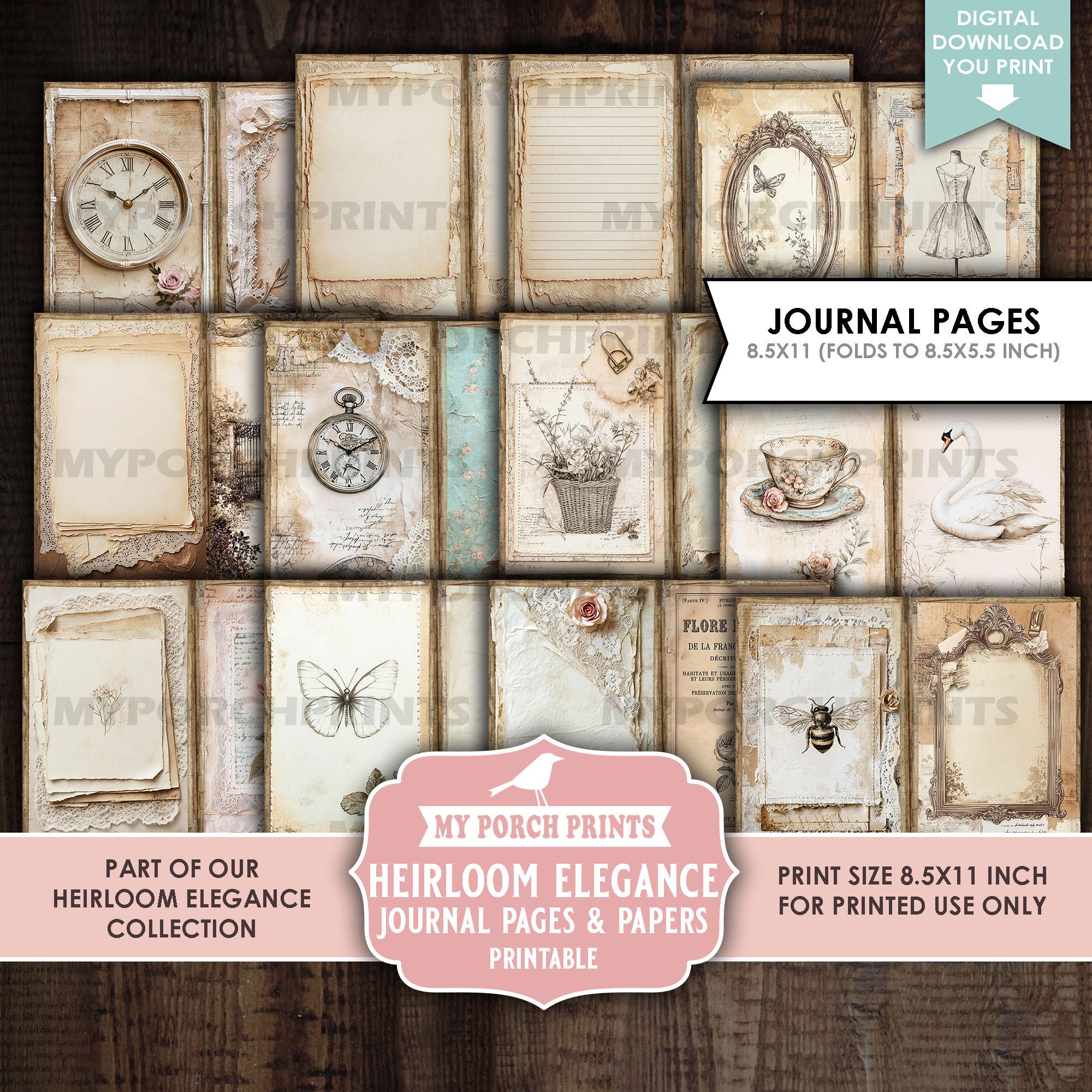 Heirloom Elegance Junk Journal PAGES & PAPERS, Vintage, Spring, Neutral ...