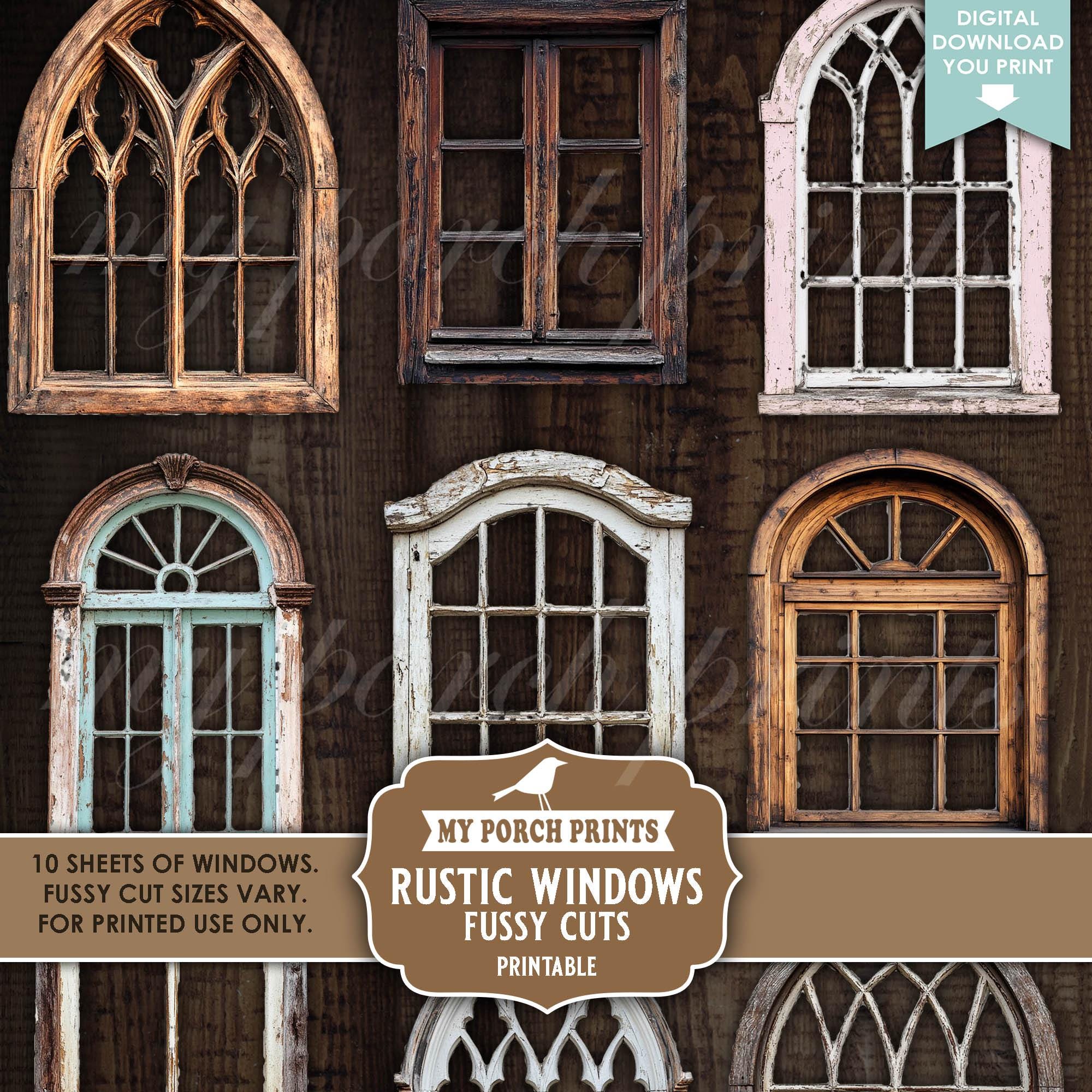 Window Paper Cutouts Rustic Windows FUSSY CUTS, Junk Journal Window Shapes Cutouts Kit ...