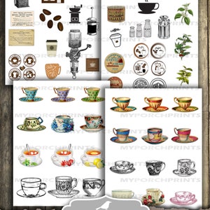 K&ouml;nnte beinhalten: 14 bedruckbare Bl&auml;tter mit sorgf&auml;ltig ausgeschnittenen K&uuml;chen- und Backmotiven. Die Bilder zeigen Kaffeetassen, Teetassen, Kaffeebohnen, Kaffeem&uuml;hlen, Kaffeekannen, Milchkannen und Kaffeeschilder. Die Bl&auml;tter sind 8,5 Zoll mal 11 Zoll gro&szlig;.