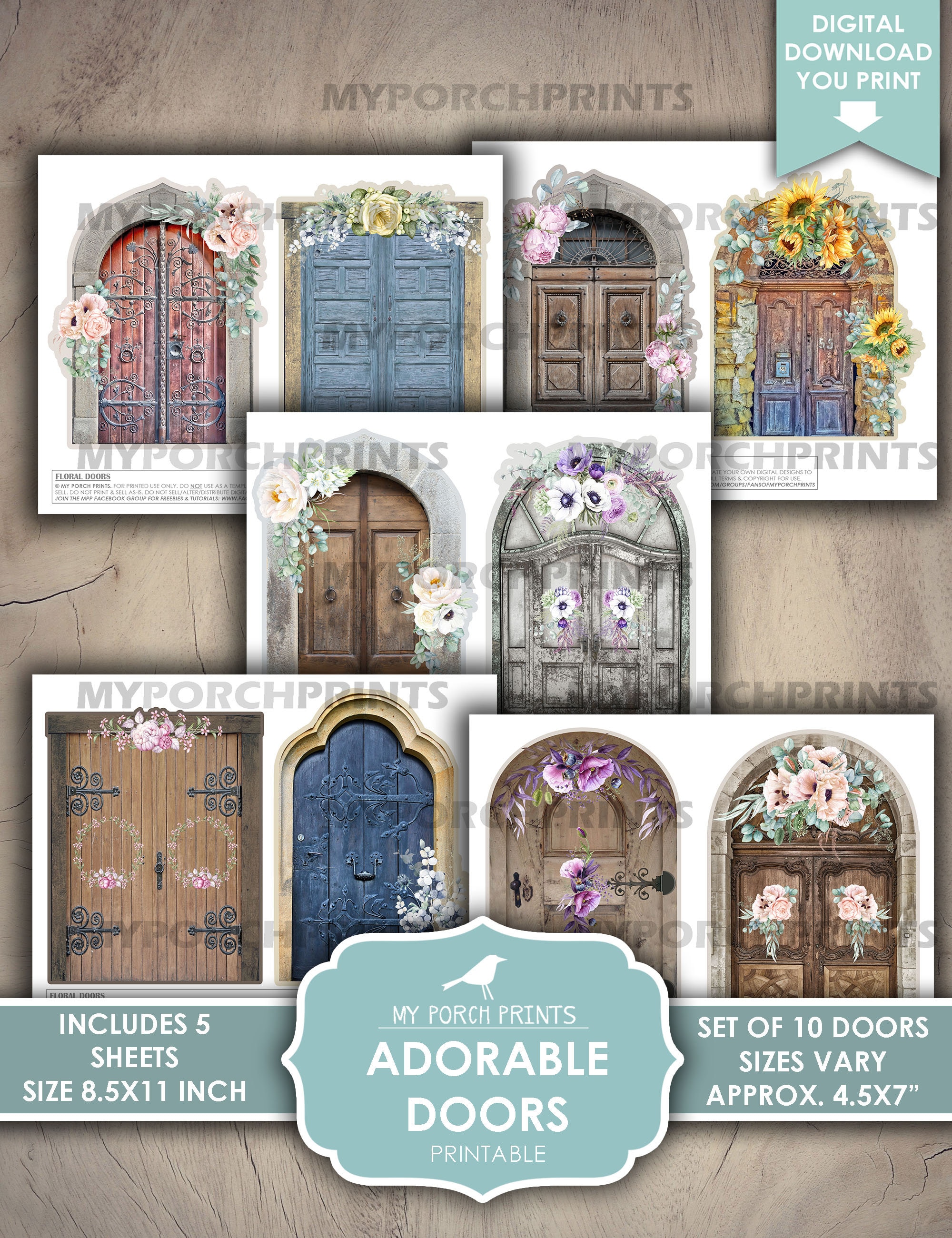 Adorable Doors, Junk Journal, Door, Open, Gift, Card, Cover, Wood ...